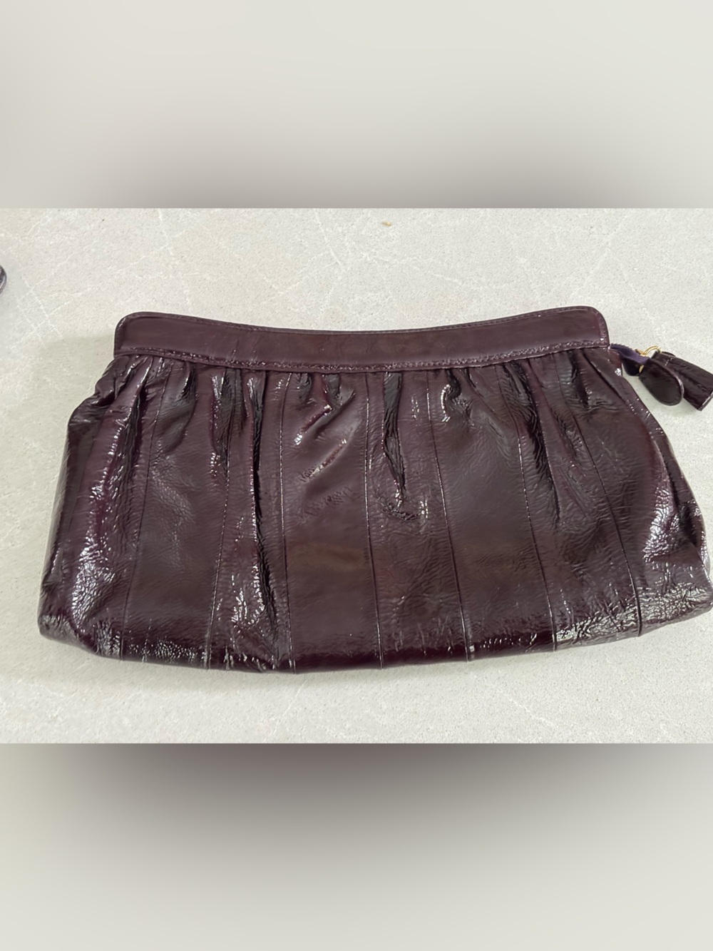 Goldenbleu Tiffany Amethyst Patent Leather Oversized Pillow Clutch Made in Italy